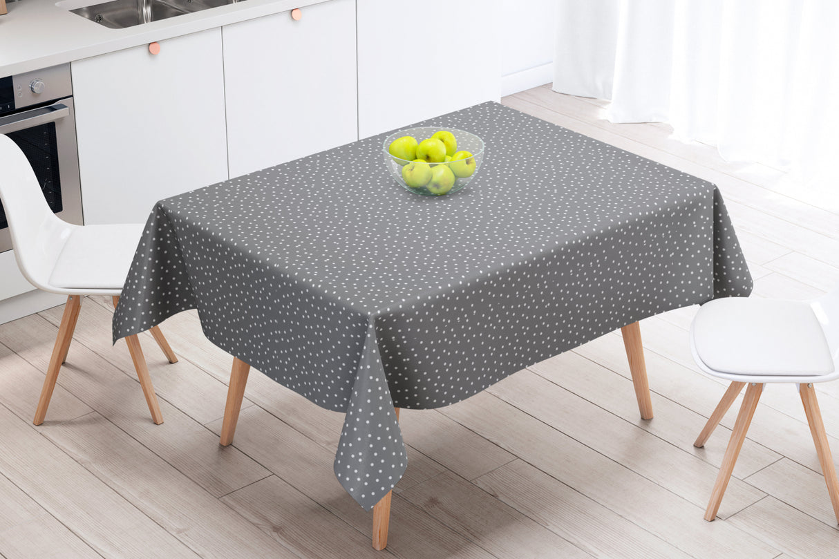 Prik Antracit - Voksdug med hvide prikker