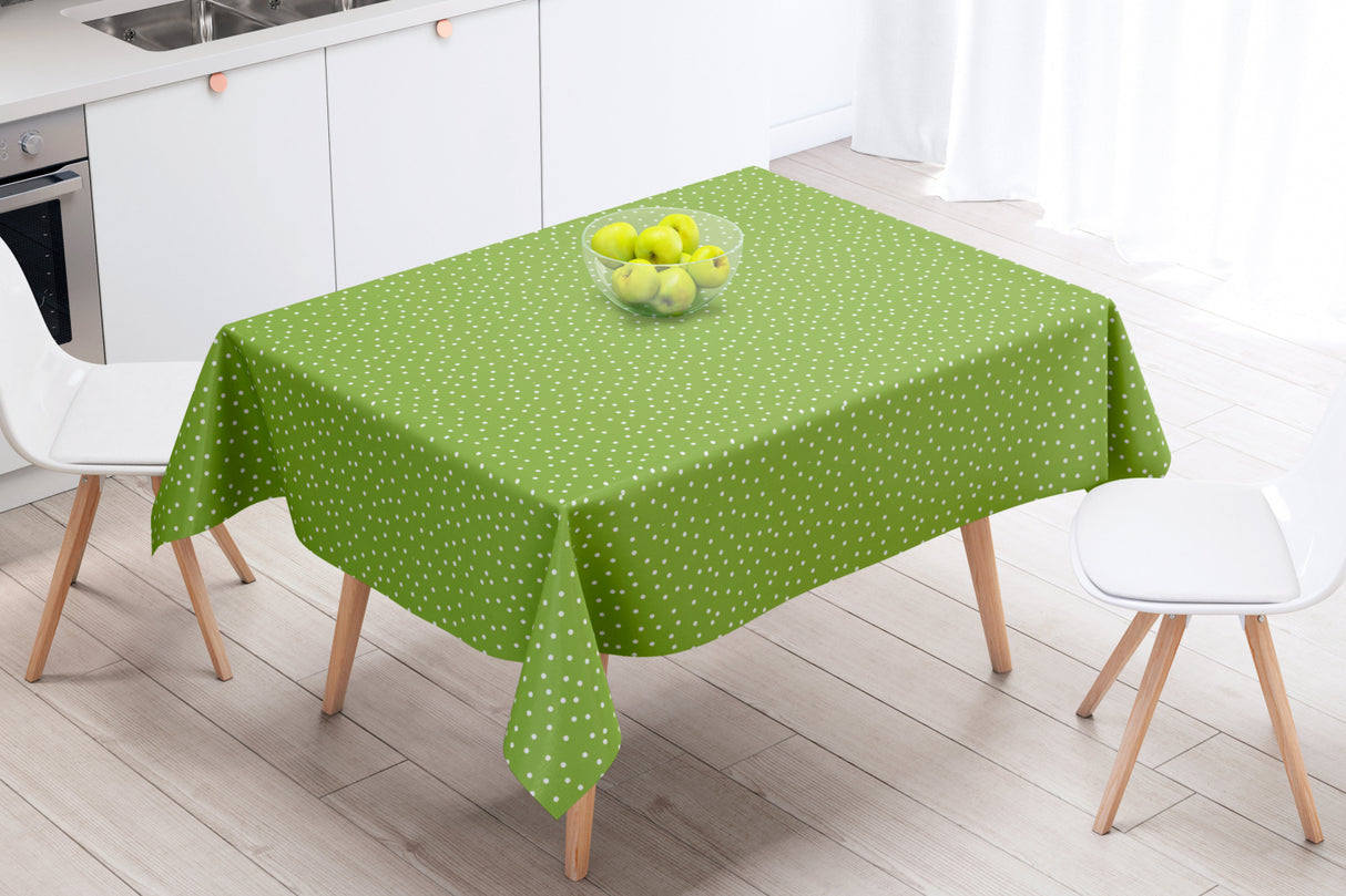 Prik Grøn - Voksdug med hvide prikker