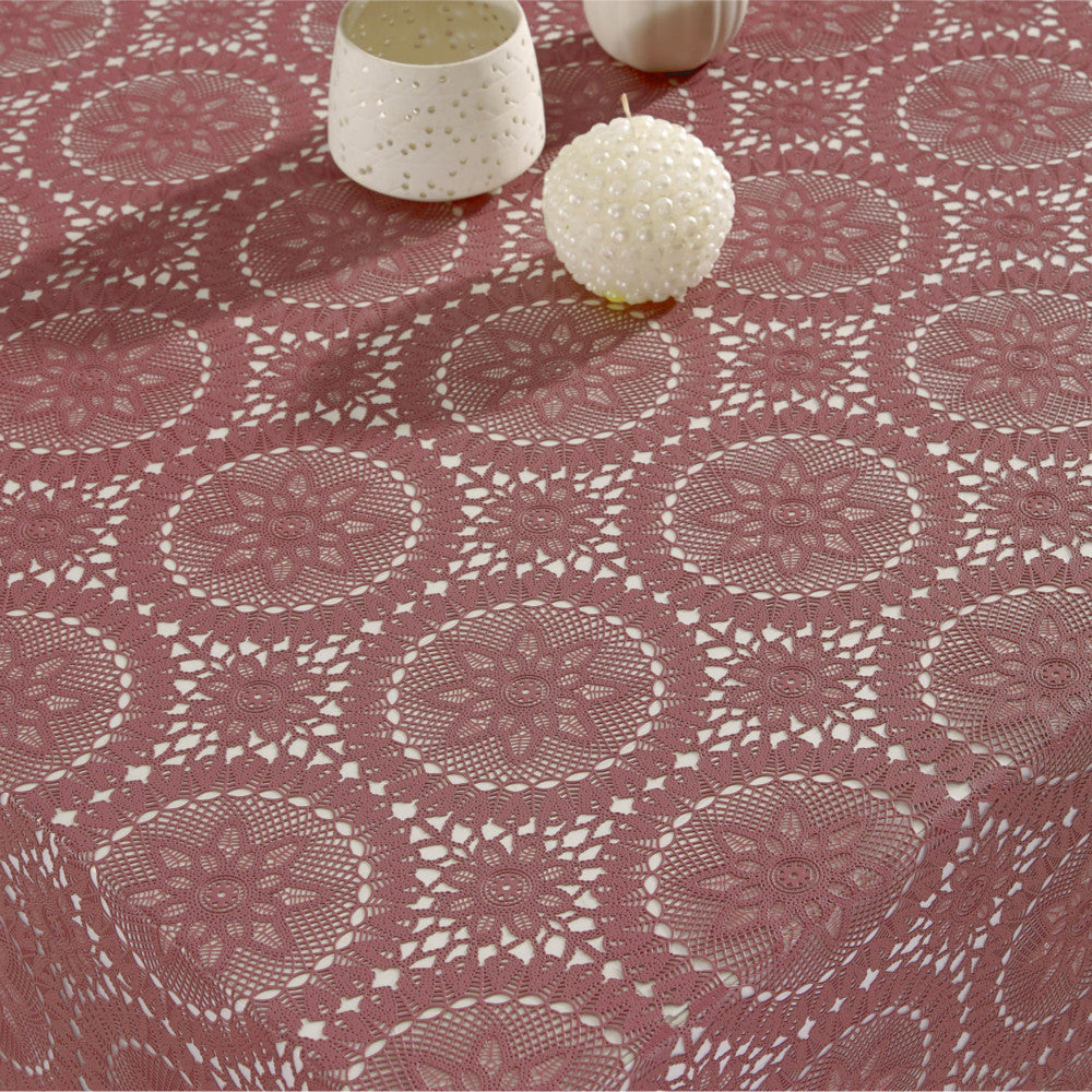 Blondevoksdug Dagny - Mørk gammelrosa blondedug med stjerner