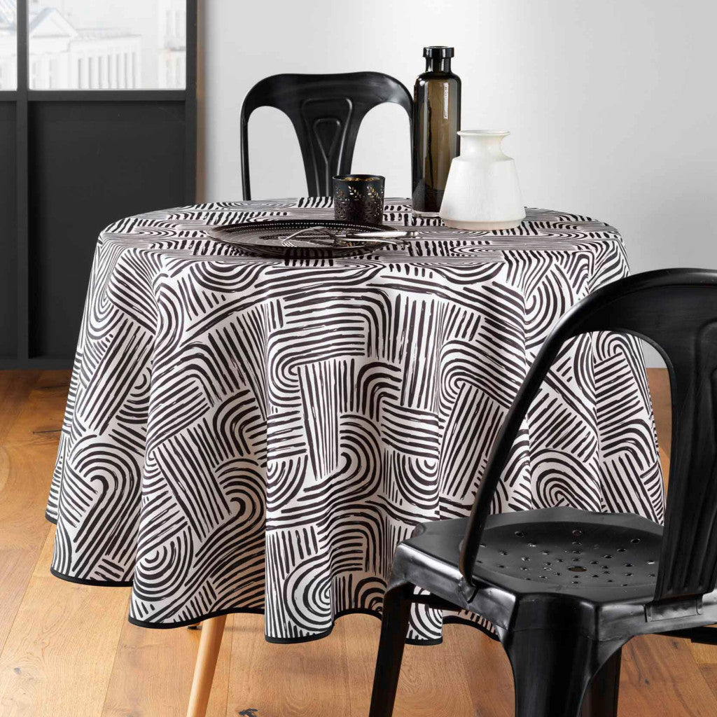 Pandore Black - Ø 180 cm, rund dug med anti-plet