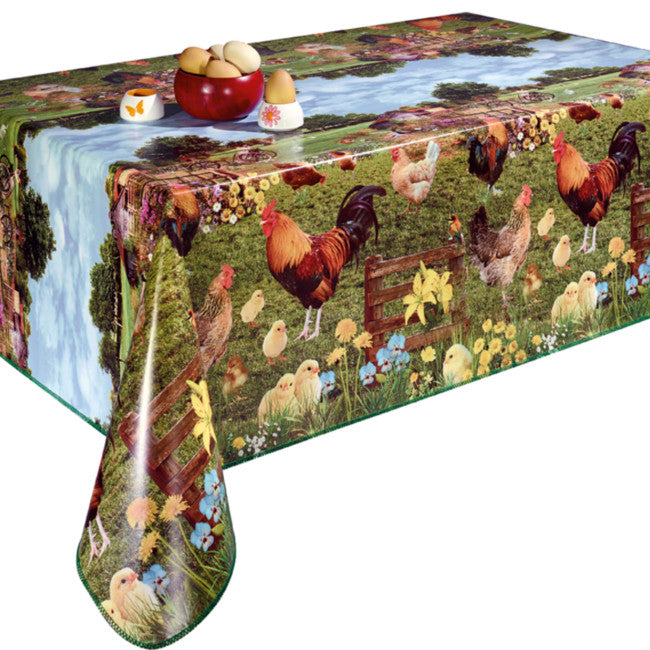 Hønsefarmen. voksdug med høns