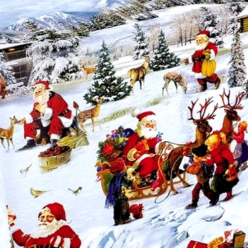 Julevoksdug - Voksdug med Jul og gaver i sneen