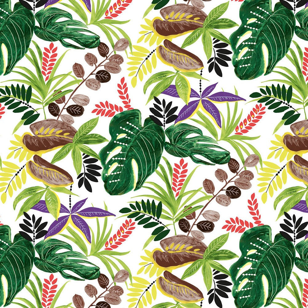 Monstera-fantasi - voksdug med blade i flotte farver