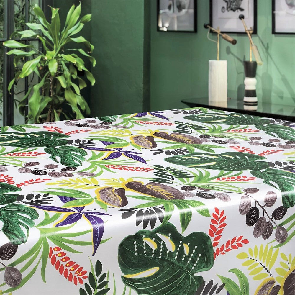 Monstera-fantasi - voksdug med blade i flotte farver