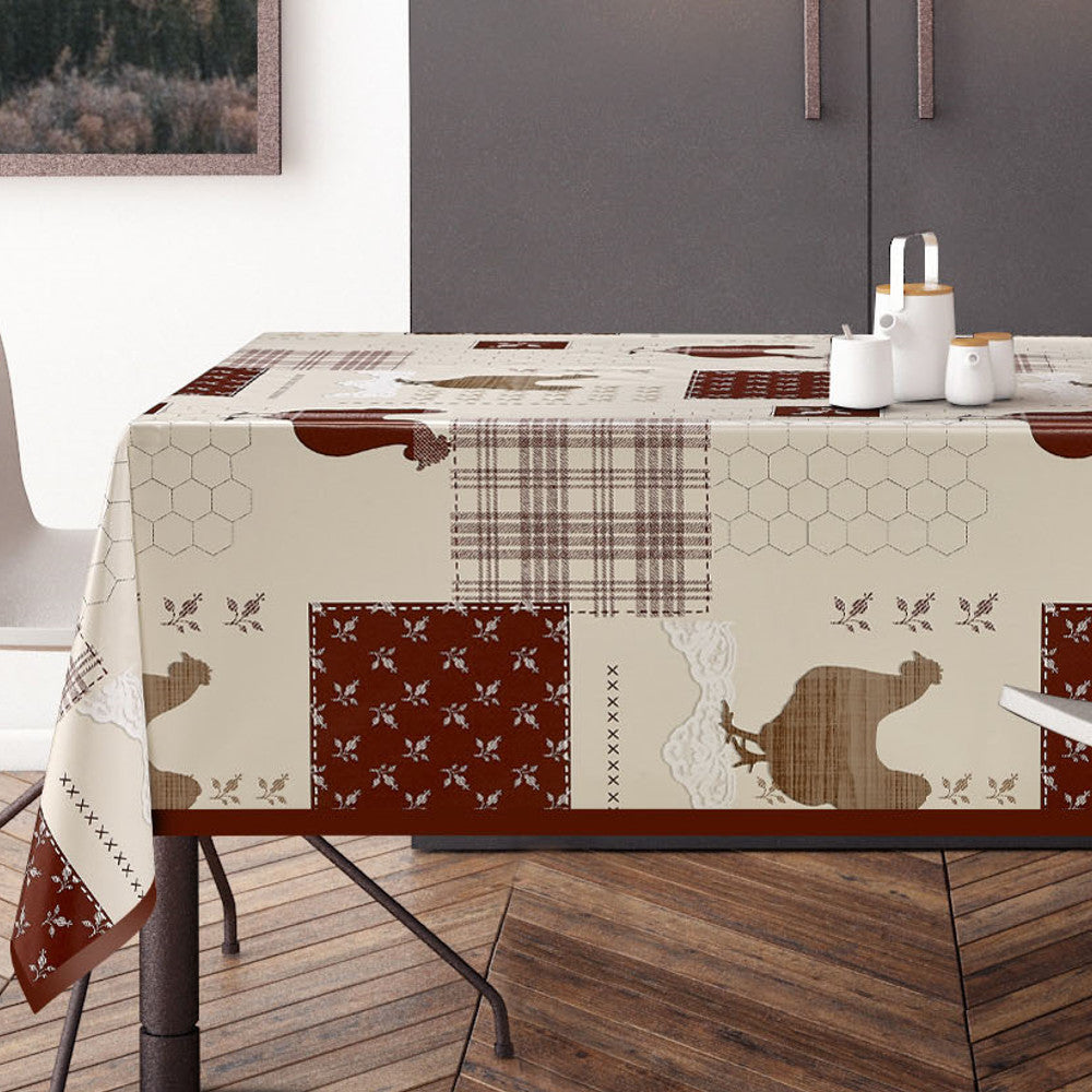 Patchwork høns - Voksdug med røde kaglende høns