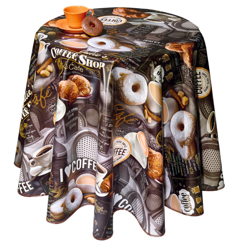 Coffe Shop, flot voksdug med kaffemotiver, 140 cm bred