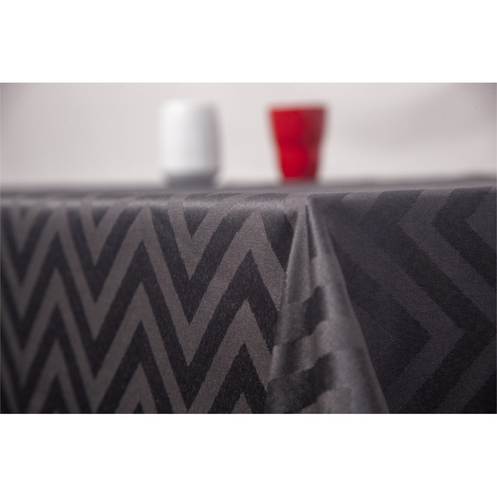 Berlin Sort - Elegant akryldug med vævet grafisk mønster - 155 cm bred