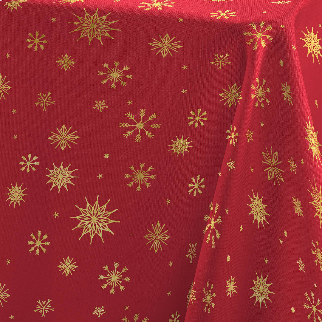 Astrelia Rød/Guld - Juledug med gyldne stjerner, 140 x 240 cm, mønster