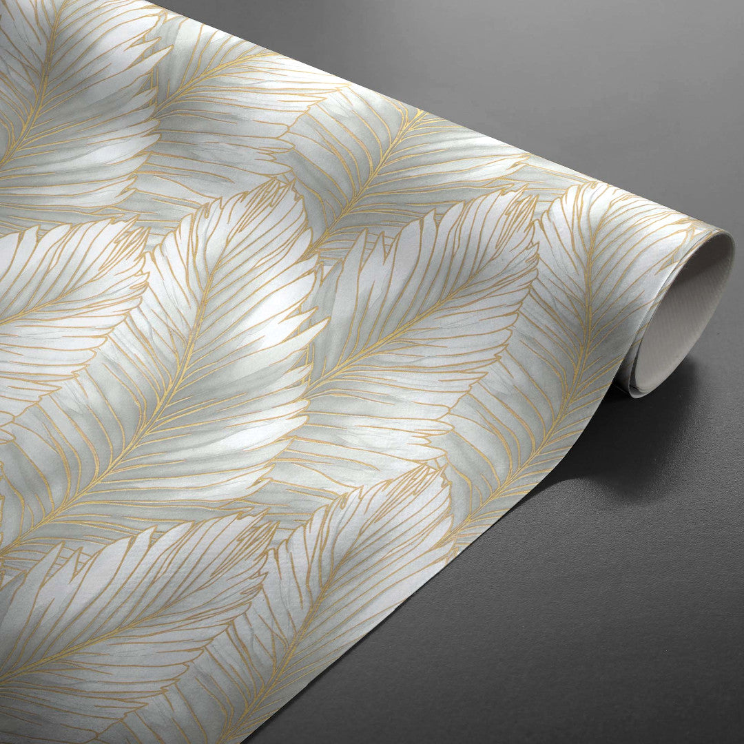 Betty Golden Palm - Elegant voksdug med gyldne palmeblade, rullet