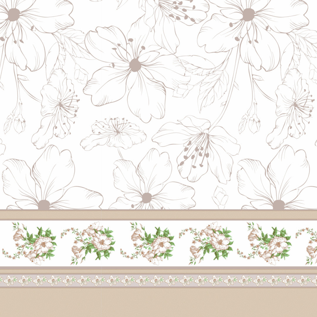 Blomsterbånd – Creme voksdug med blomsterbort, mønster