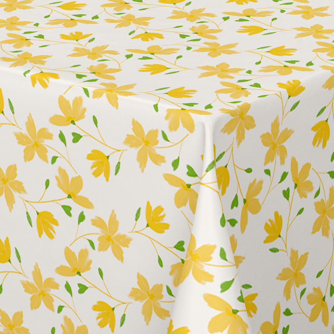Bloom Bloom Lemonade - 160 cm bred voksdug med blomster, hjørne