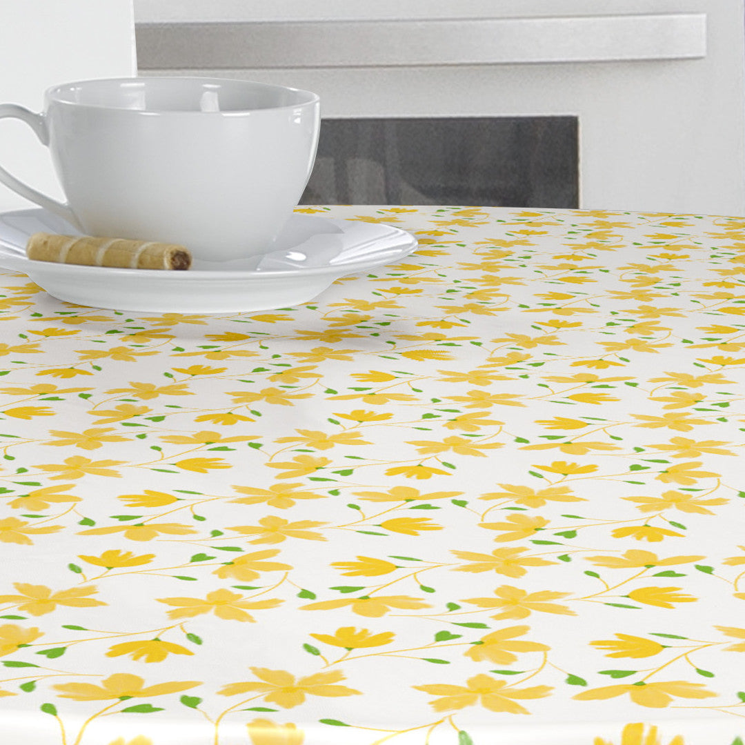 Bloom Bloom Lemonade - 160 cm bred voksdug med blomster, nærbillede