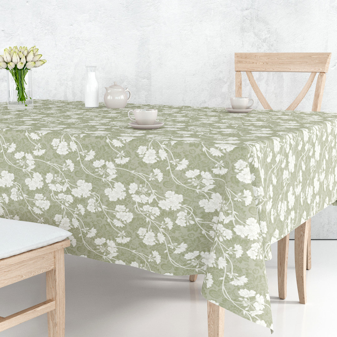 Botanic Green – Let præget voksdug med blomster