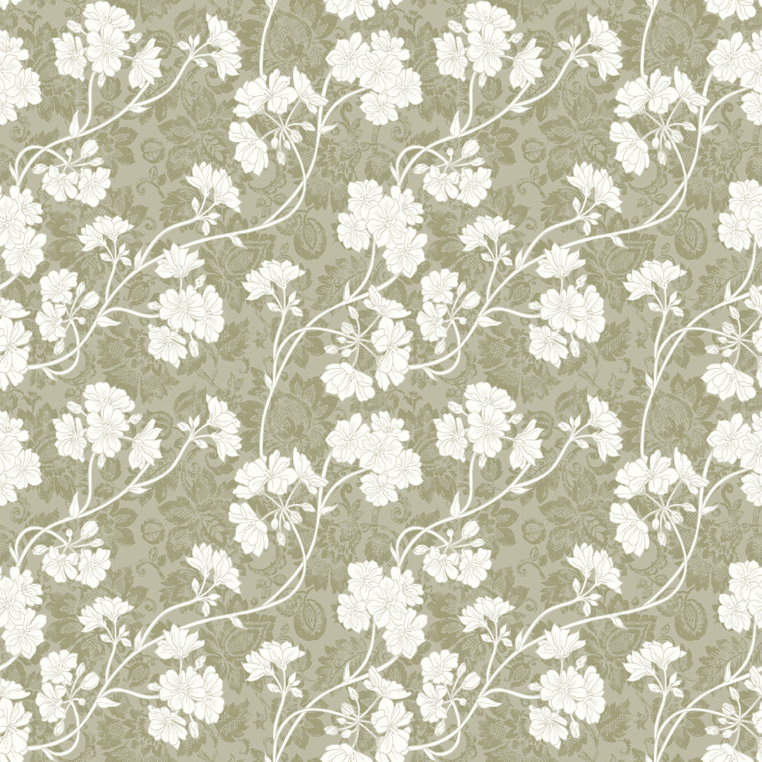 Botanic Green – Let præget voksdug med blomster, mønster