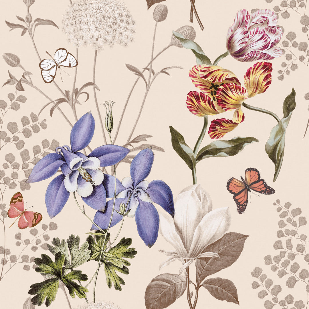 Botanica Blush – Voksdug med blomster og sommerfugle