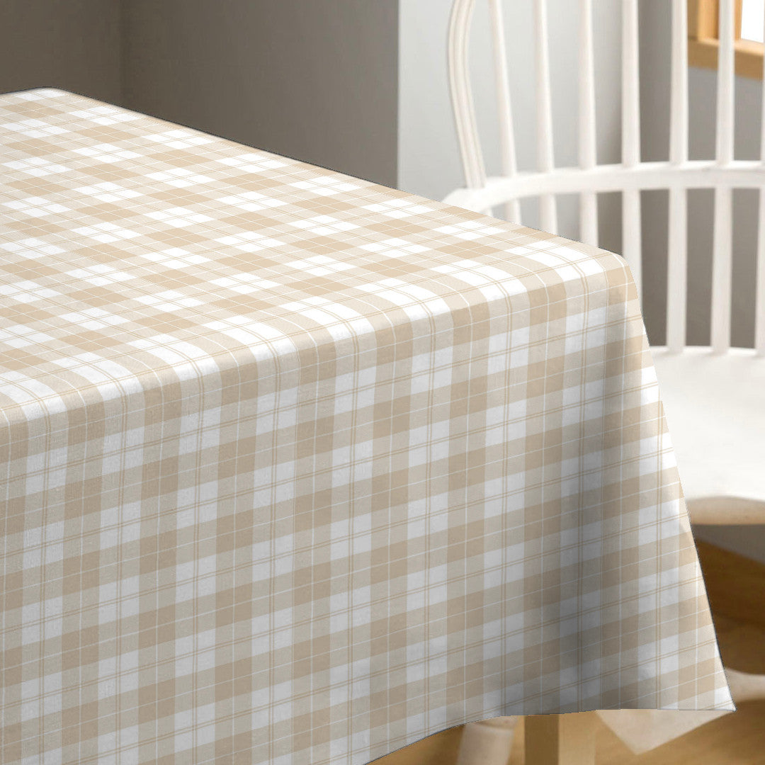 Brent Beige – klassisk ternet voksdug i lyse nuancer