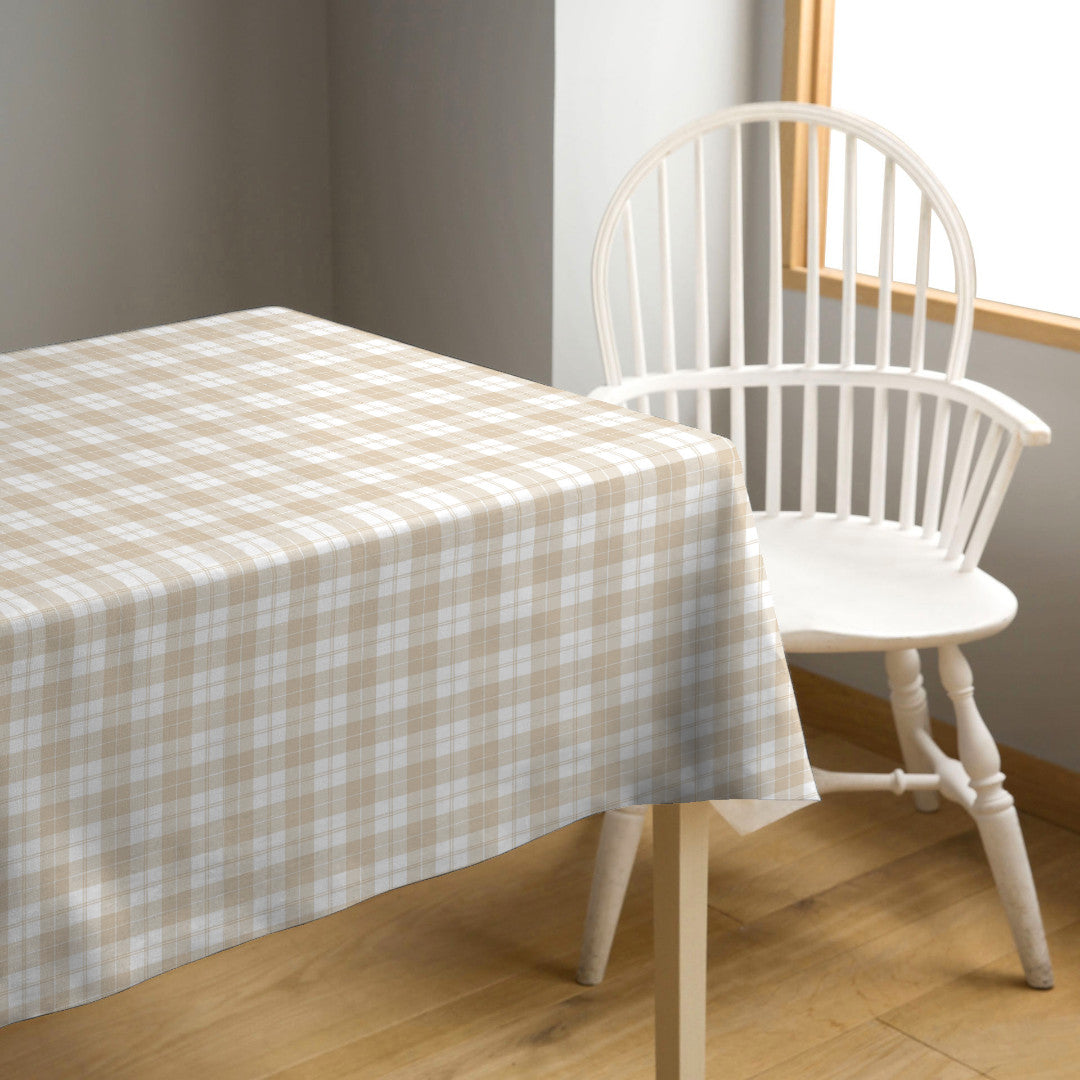 Brent Beige – klassisk ternet voksdug i lyse nuancer, miljø