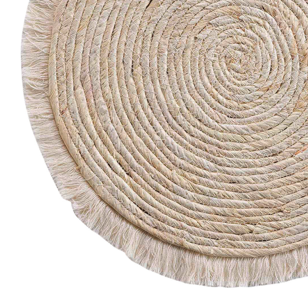 Cane Straw Oslo Linen - Rund dækkeserviet Ø 38 cm, nærbillede
