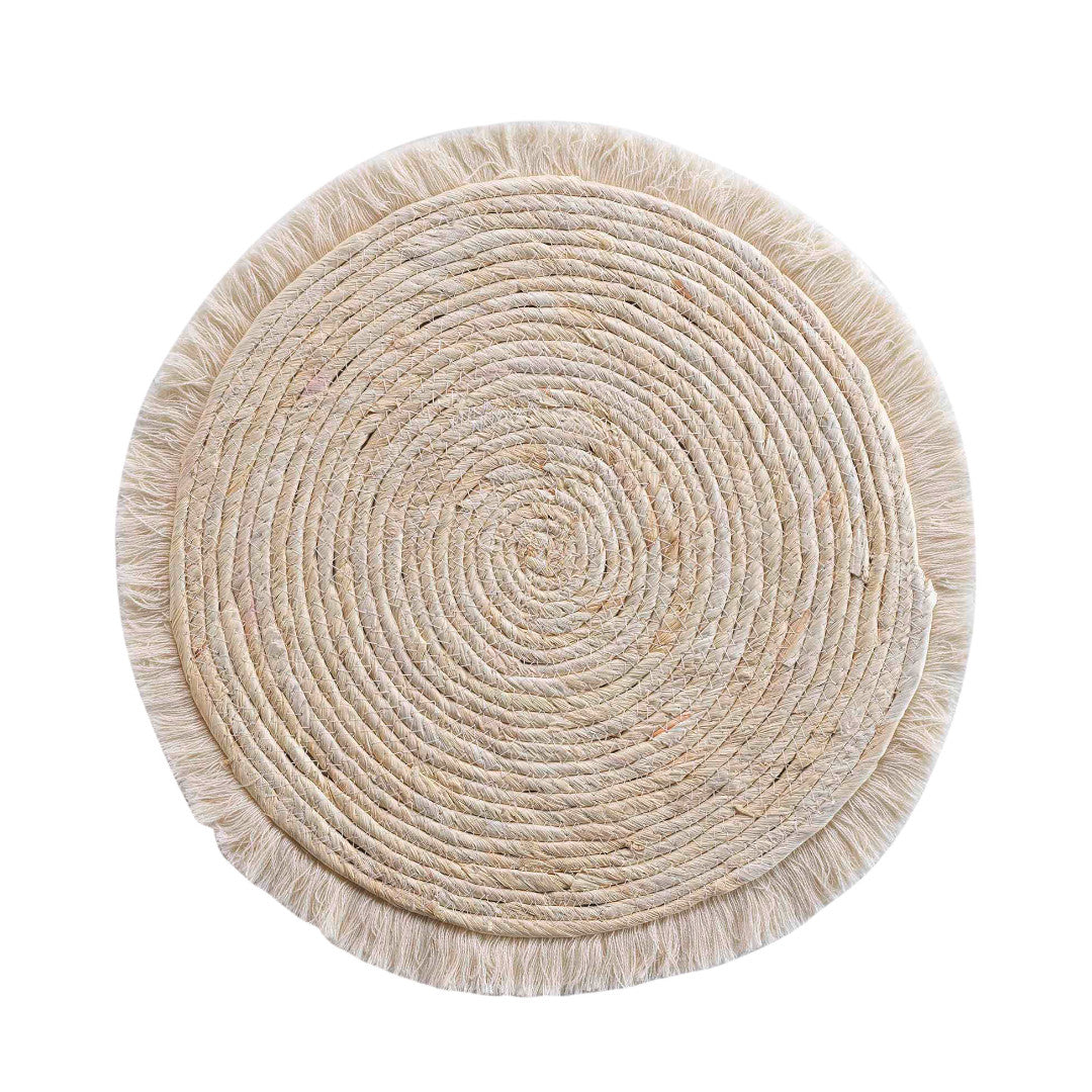 Cane Straw Oslo Linen - Rund dækkeserviet Ø 38 cm