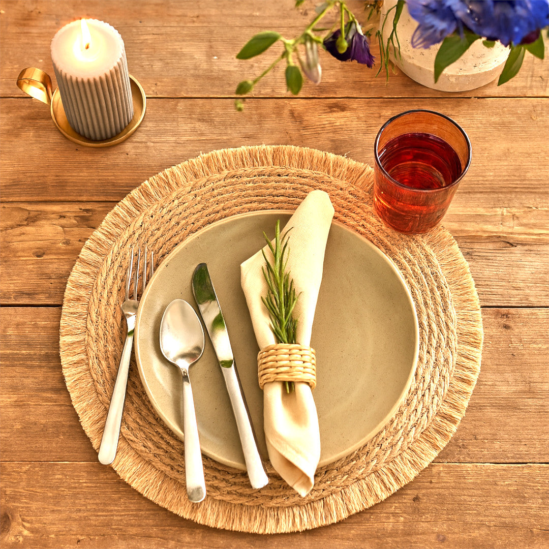Cane Straw Oslo Natur - Rund dækkeserviet Ø 38 cm, miljø