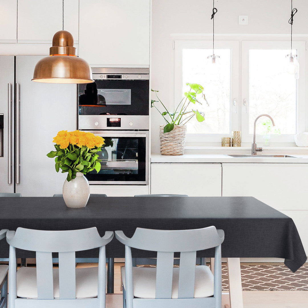 LÆNGDE: 3.5 m - Capri Antracit - Ekstra slidstærk voksdug i dyb, mørk nuance