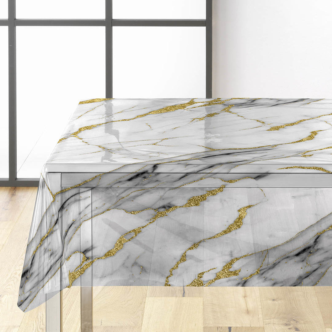 Ceramica – Ekstra kraftig gennemsigtig voksdug med marmoreffekt, miljø