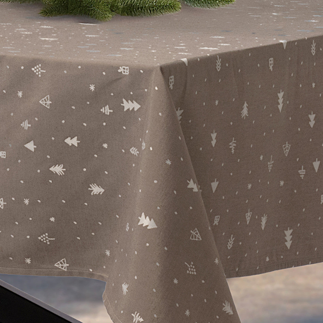 Christmas Carol Natur – Damaskvævet juledug 160 x 370 cm, hjørne