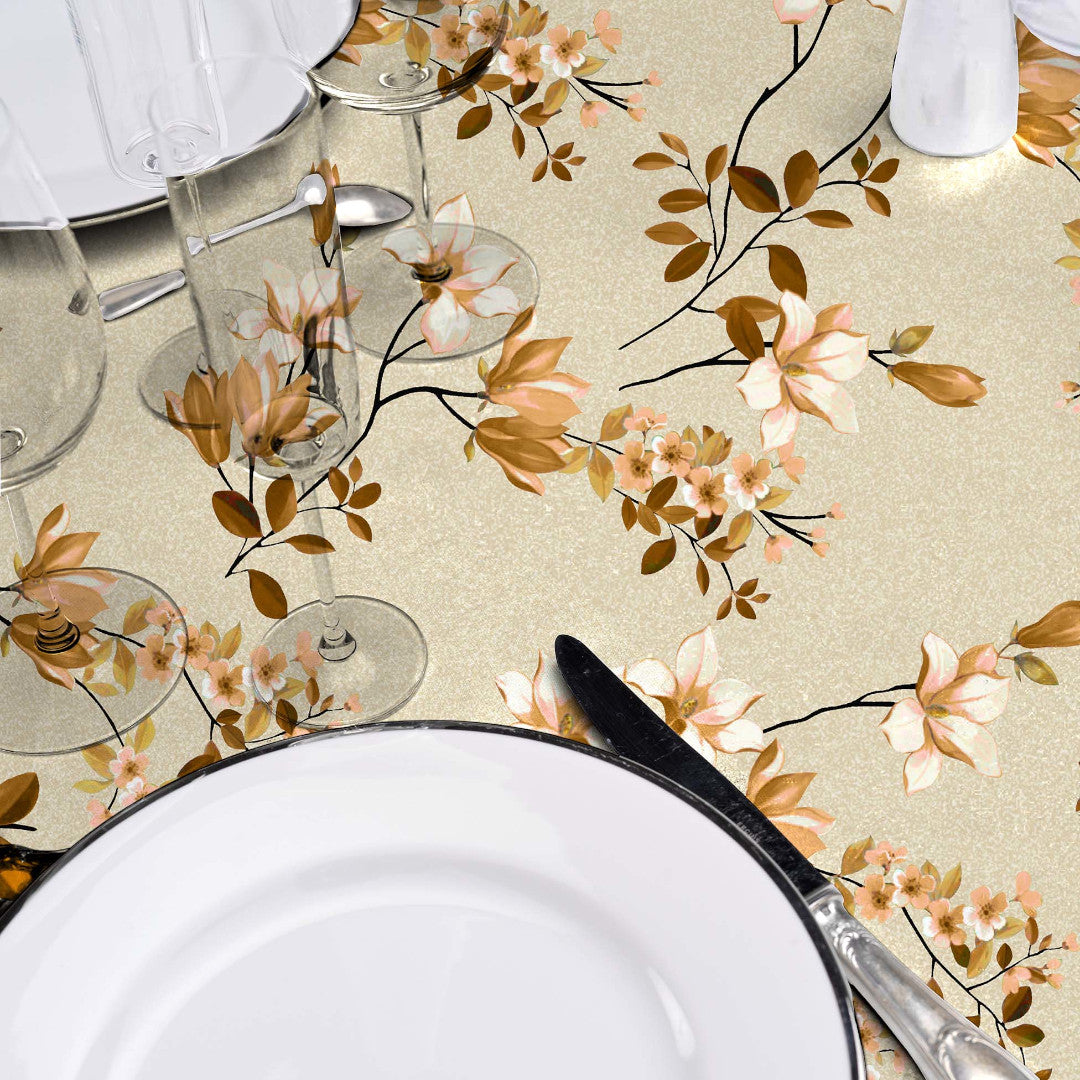 Clematite Ocre – Blomstret voksdug med meleret bund, detaljer