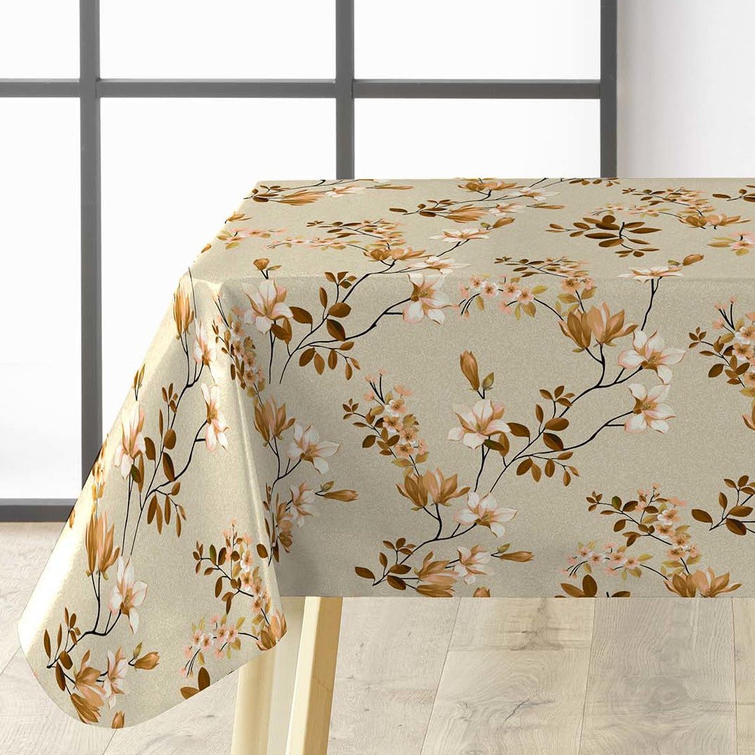 Clematite Ocre – Blomstret voksdug med meleret bund, hjørne