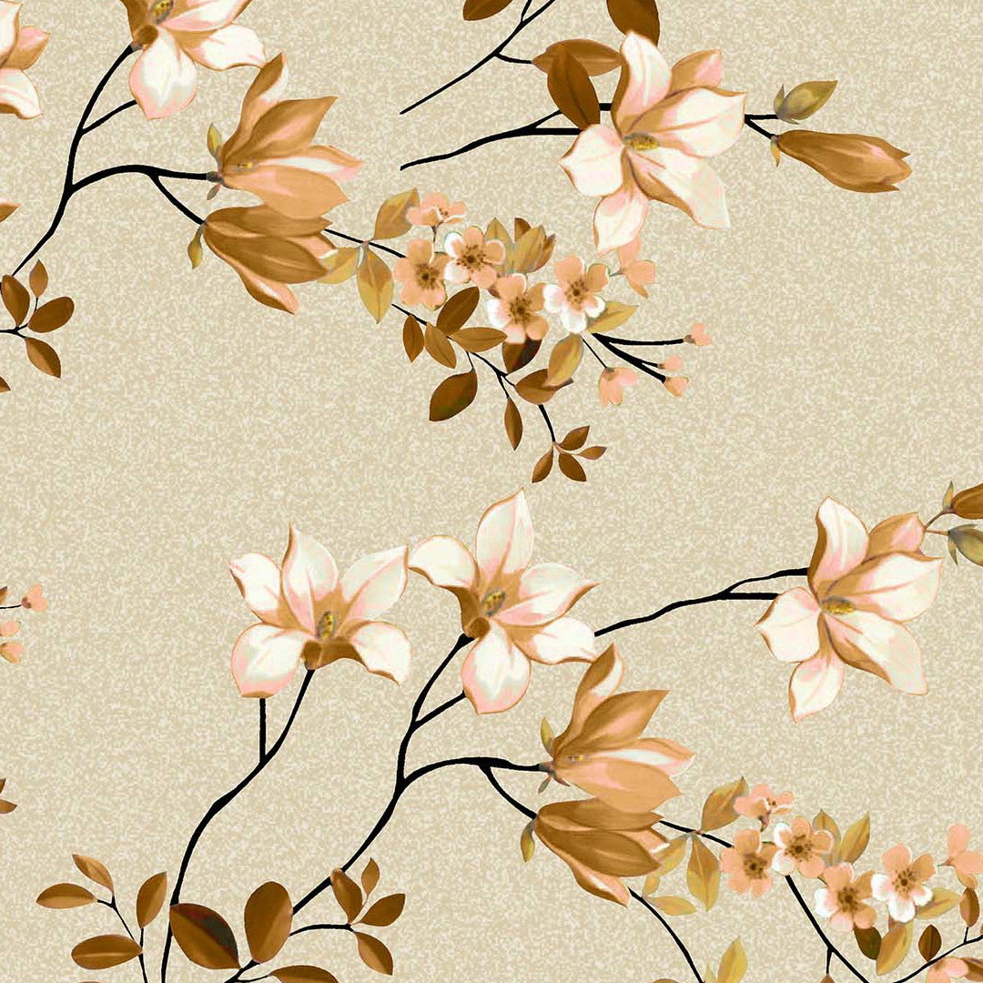 Clematite Ocre – Blomstret voksdug med meleret bund, mønster