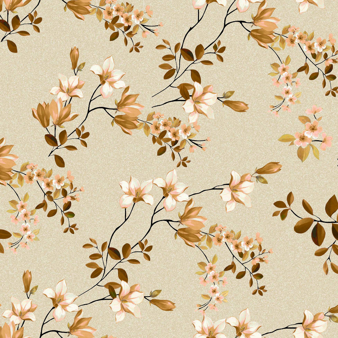 Clematite Ocre – Blomstret voksdug med meleret bund, mønster 1