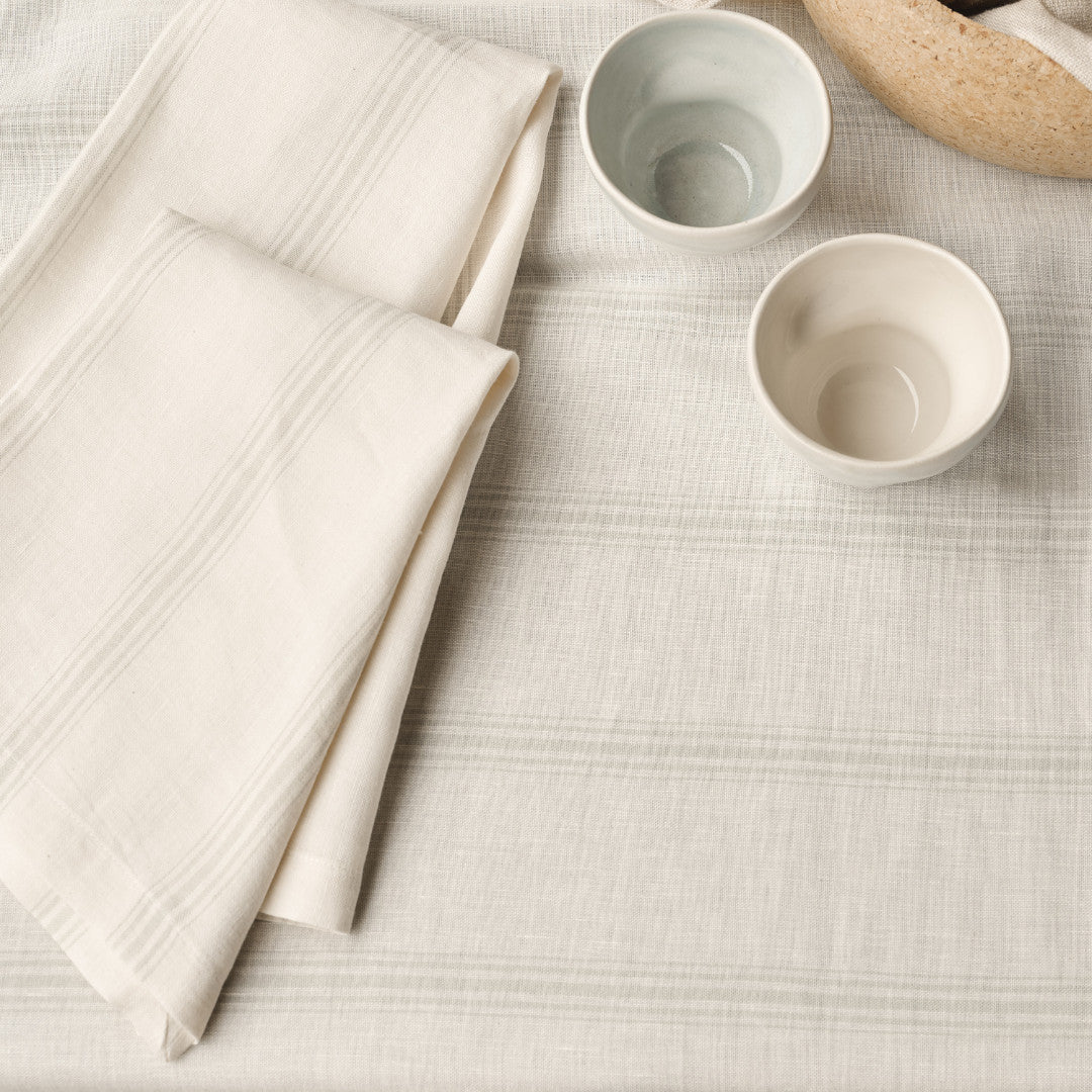 Compliments Hørdug Brise, Sand - 150 x 290 cm, nærbillede