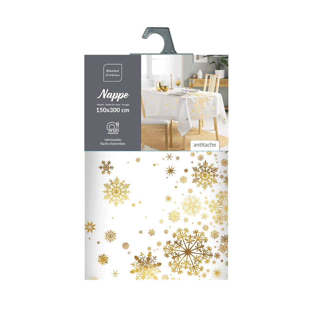 Constellation Hvid/Guld - Juledug med metalprint, 150 x 240 cm, pakning