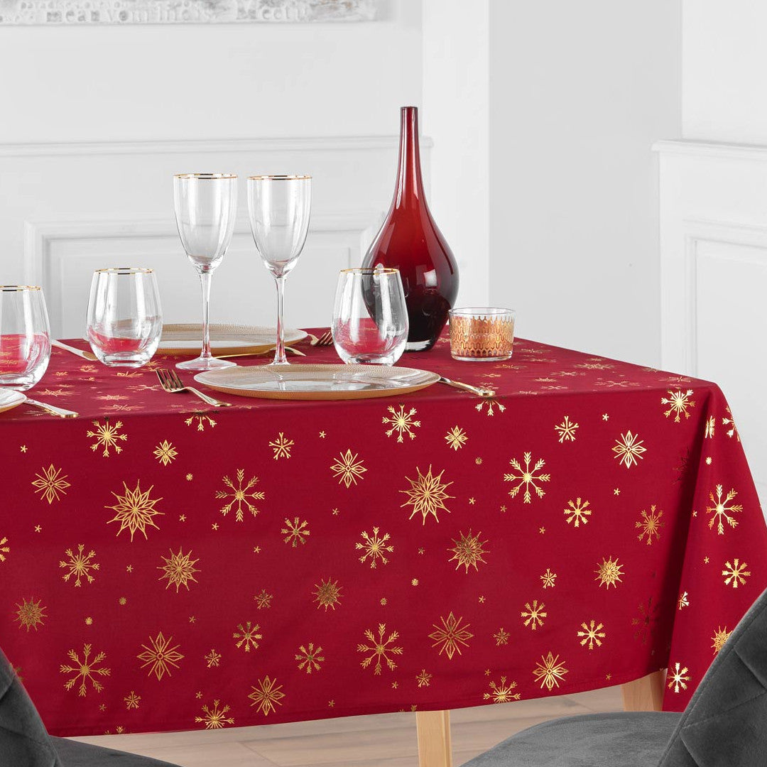 Constellation Rød/Guld - Juledug med metalprint, 150 x 240 cm, miljø 1
