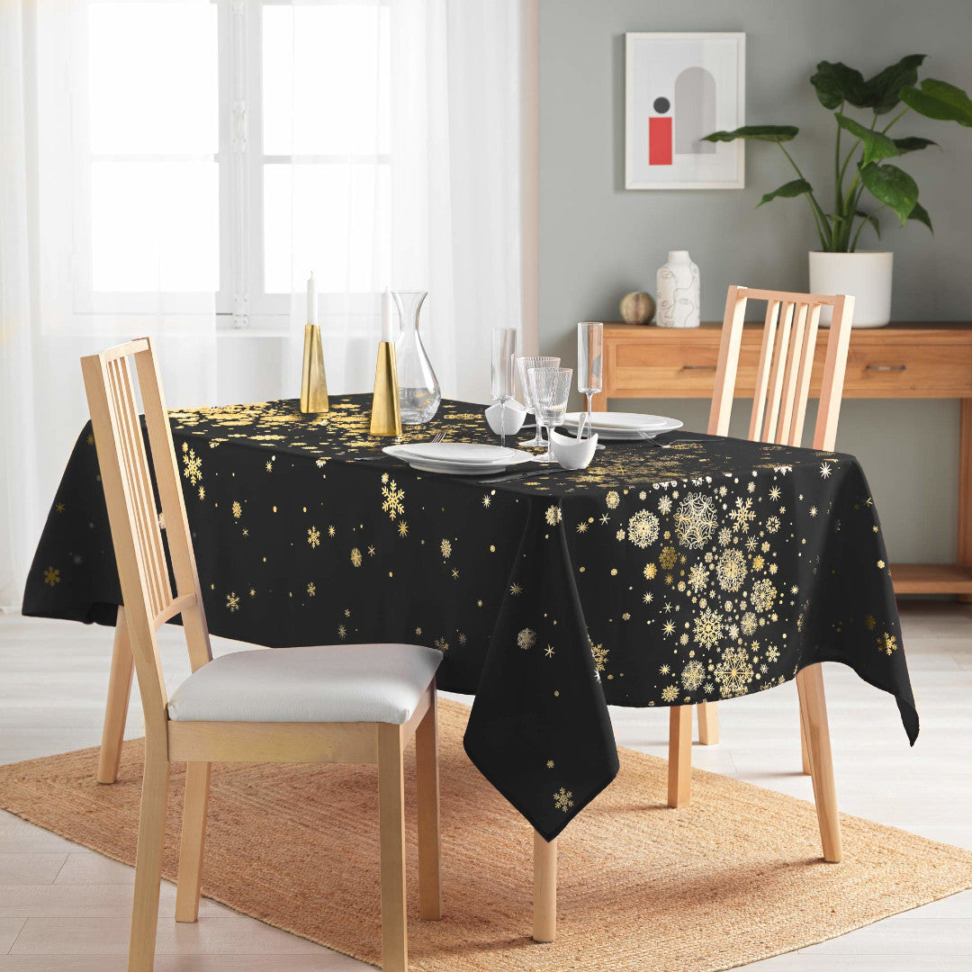 Constellation Sort/Guld - Juledug med metalprint, 150 x 240 cm, miljø 2