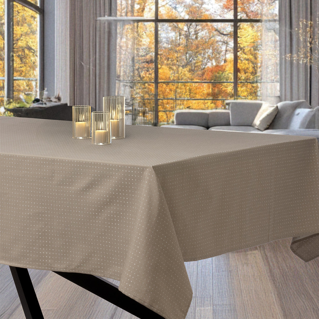 Dotea Beige - Damaskdug med prikker, 140 x 320 cm, miljø