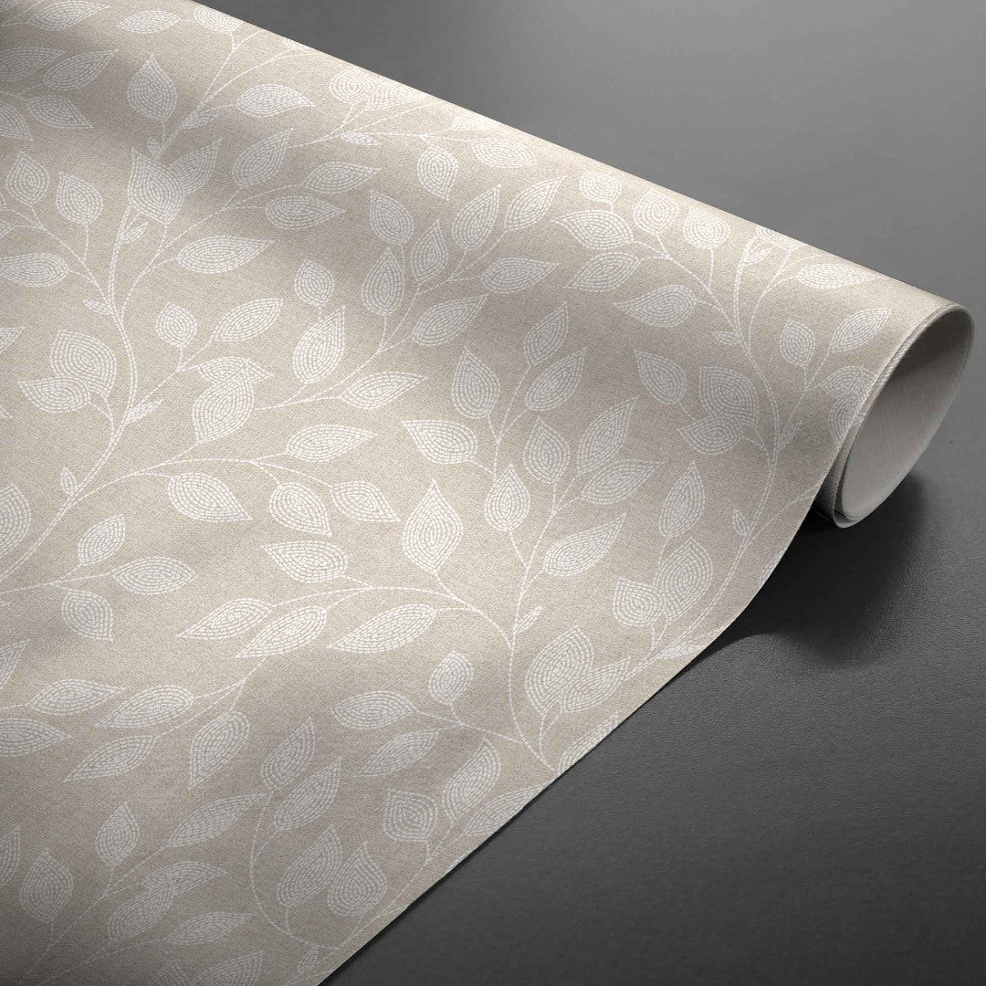 Duchesse – Voksdug med glat hørlook og elegant bladmønster, rulle