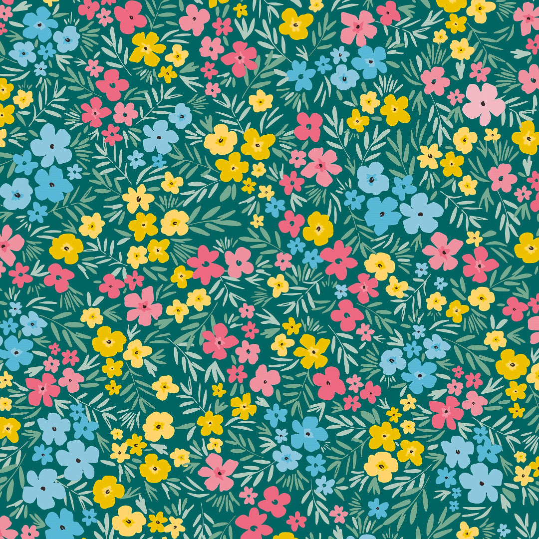 Engblomst Grøn – Let præget voksdug med tæt blomsterflor