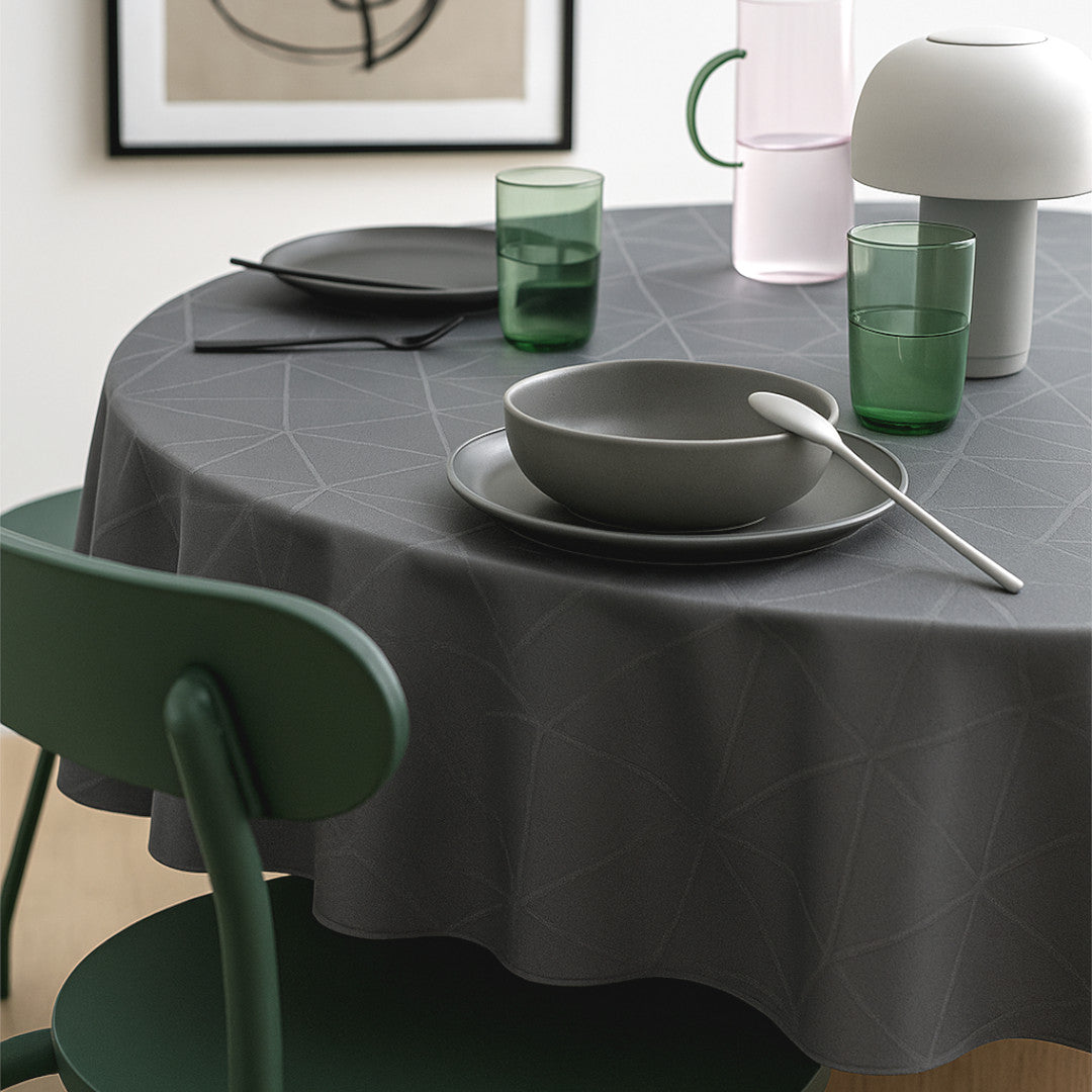 Engholm Tilde Rund Damask dug, Grå Ø 180 cm