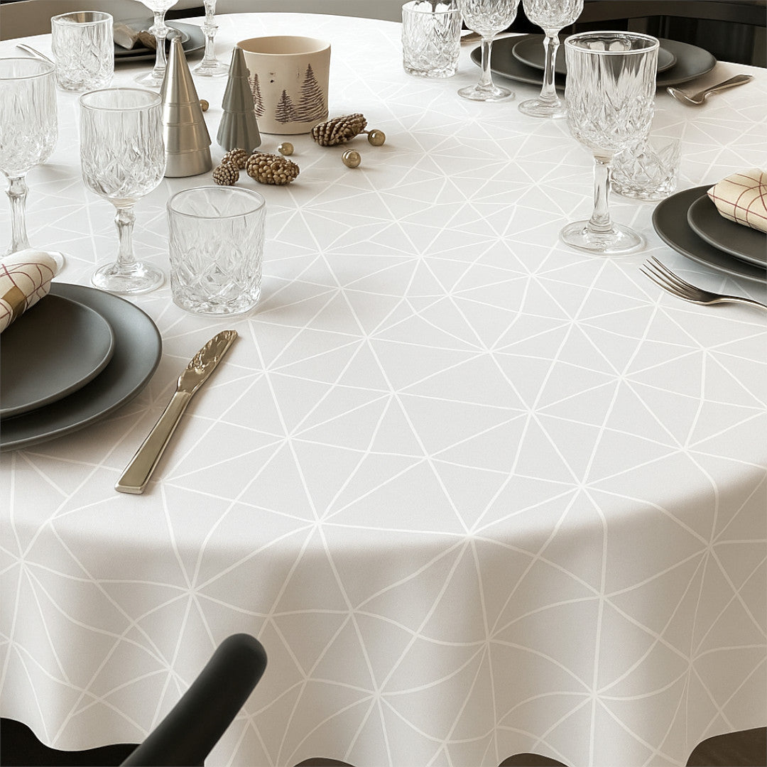 Engholm Tilde Rund Damask dug, hvid Ø 200 cm