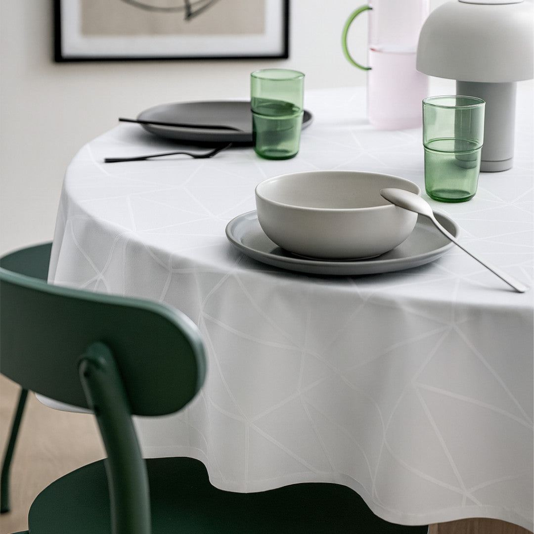 Engholm Tilde Rund Damask dug, hvid Ø 200 cm