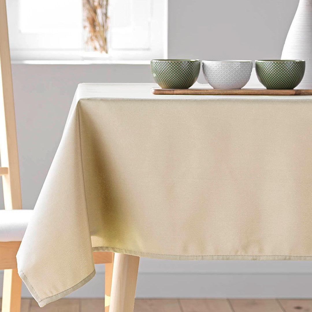 Essentiel Naturel - Ensfarvet rektangulær dug 140 x 250 cm, nærbillede