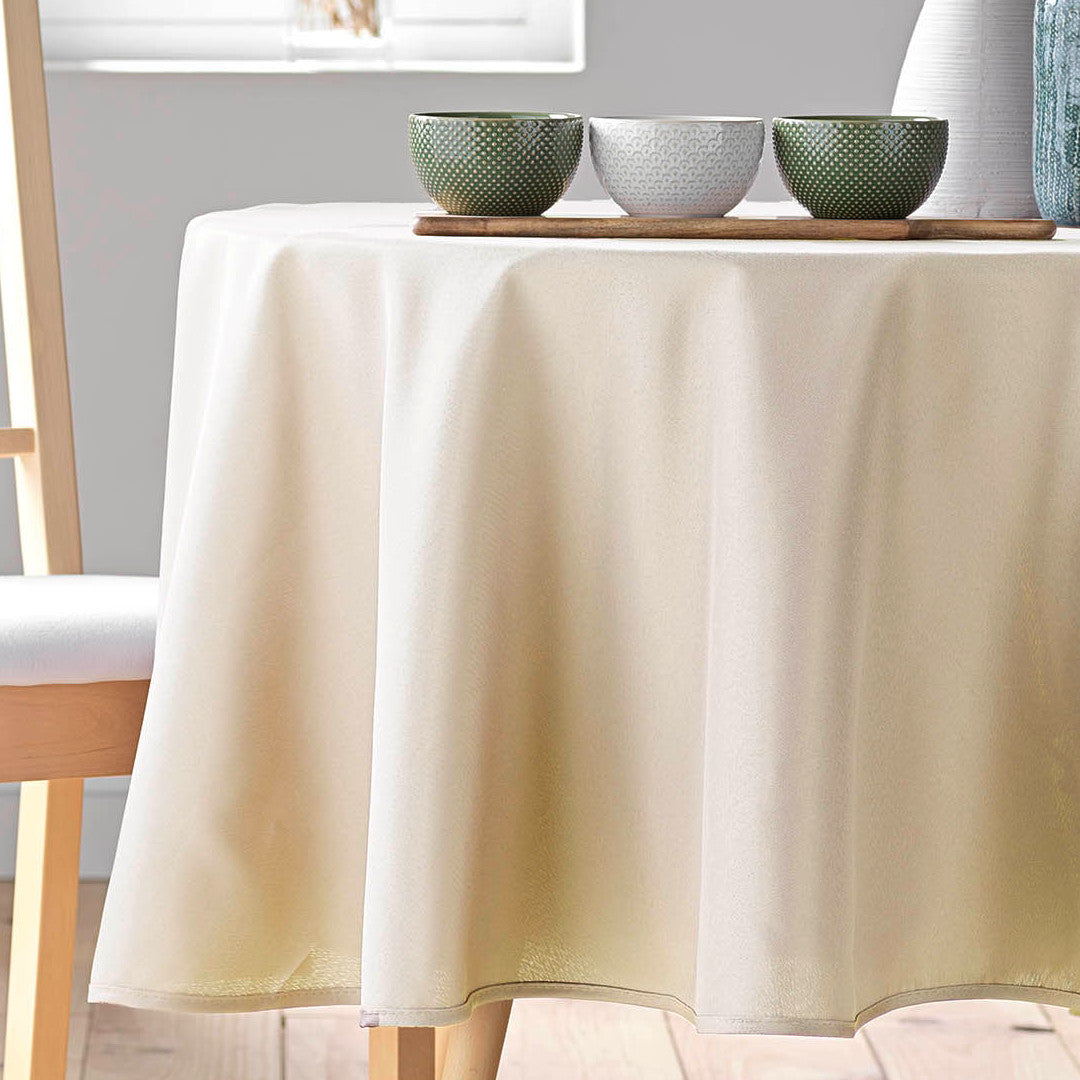 Essentiel Naturel - Ensfarvet rund dug Ø 180 cm, nærbillede