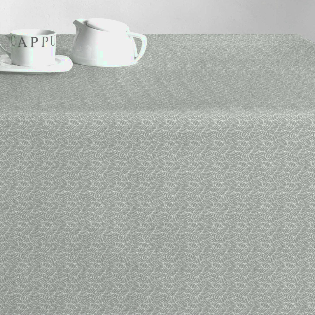 Estes Bølgeblad Støvet Grøn - Akryldug med antiskrid, 160 cm bred, bord