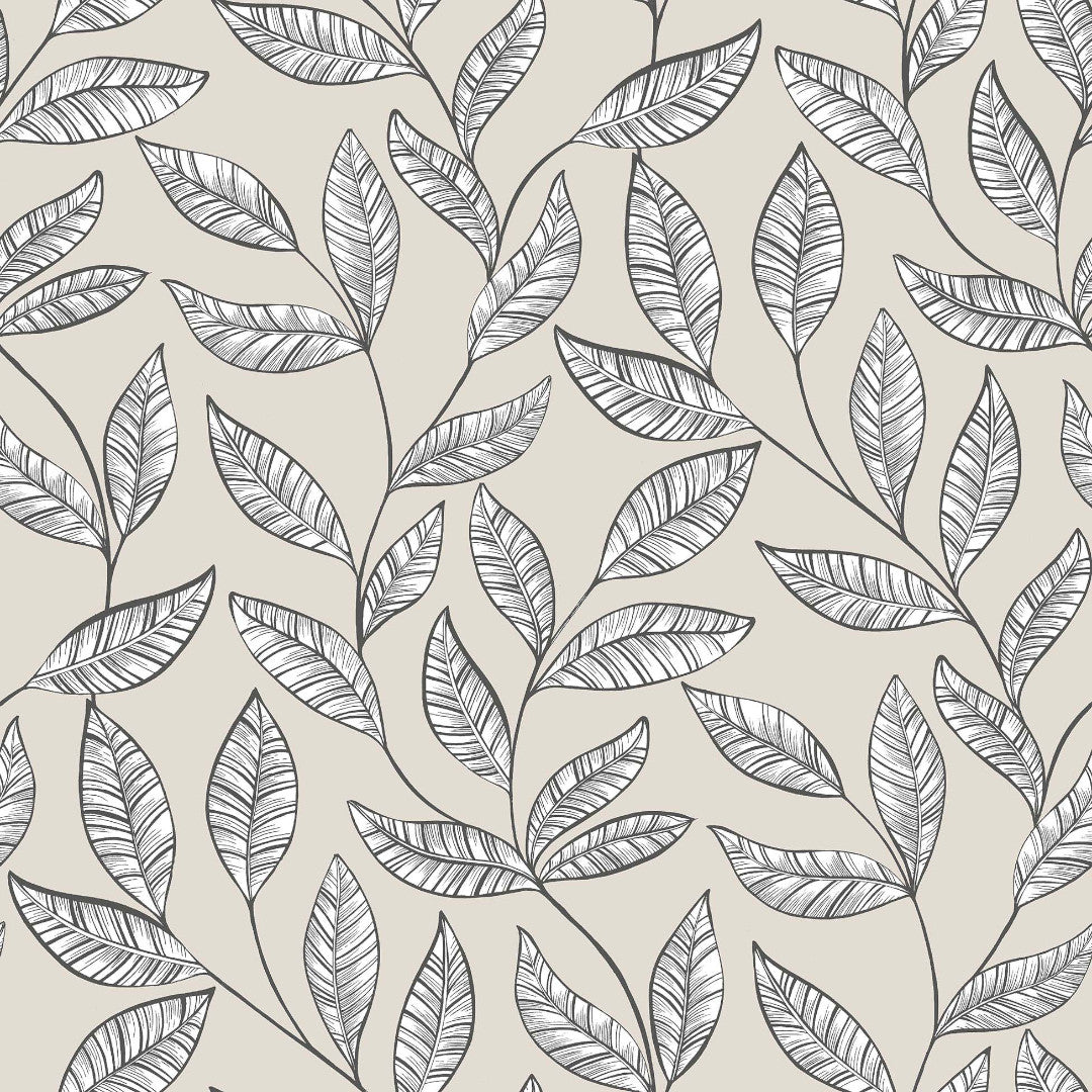 Evora Naturel - Voksdug med botanisk bladmønster, oprullet, mønster