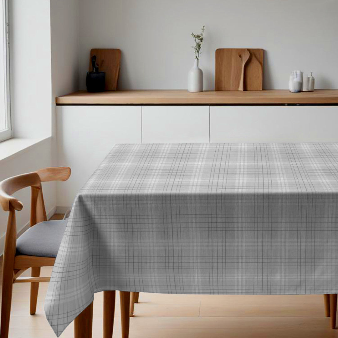 Fade Grå - Voksdug med tern i flot hørlook, miljø