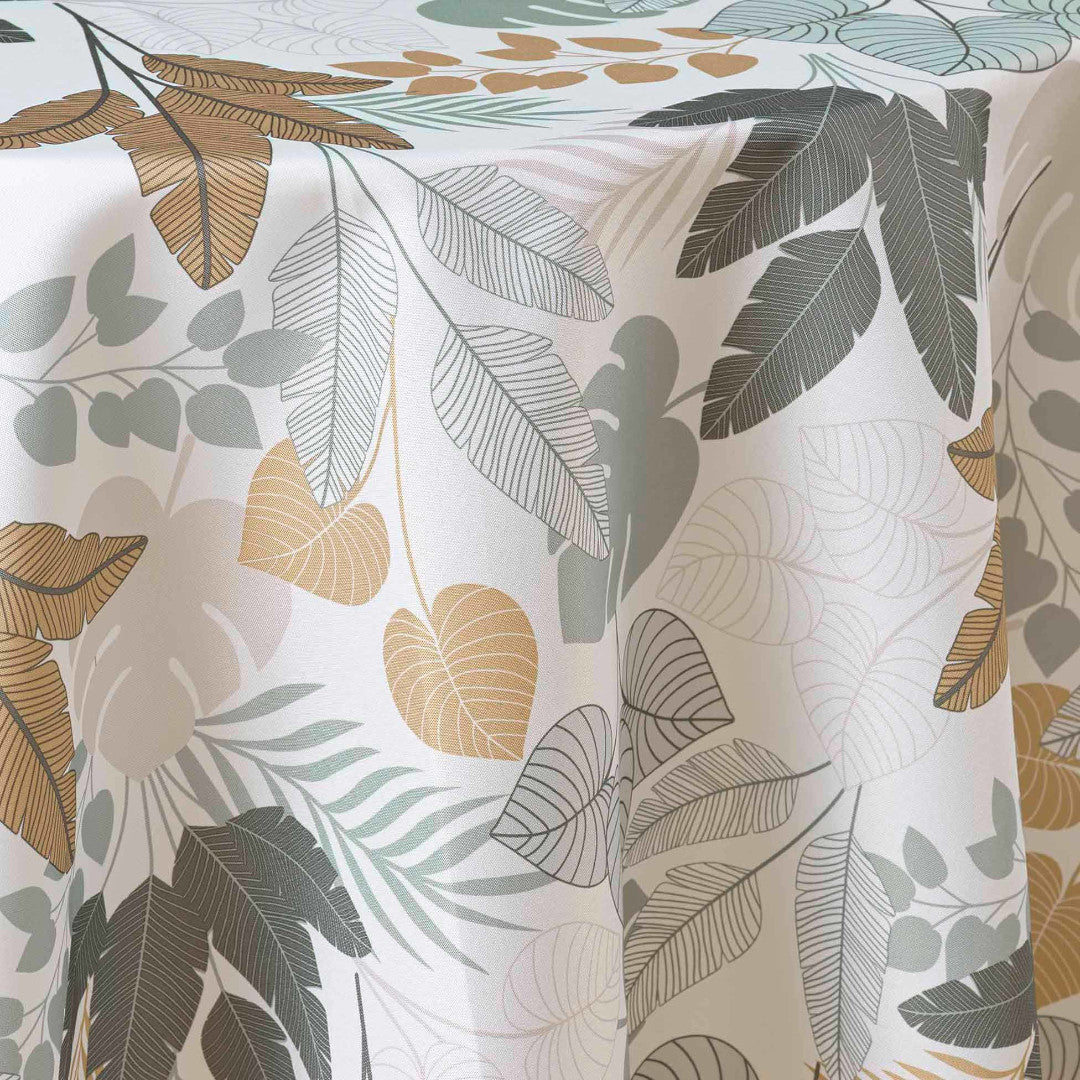 Fidji Ø 180 cm, rund dug med botanisk mønster i dæmpede toner, nærbillede 2