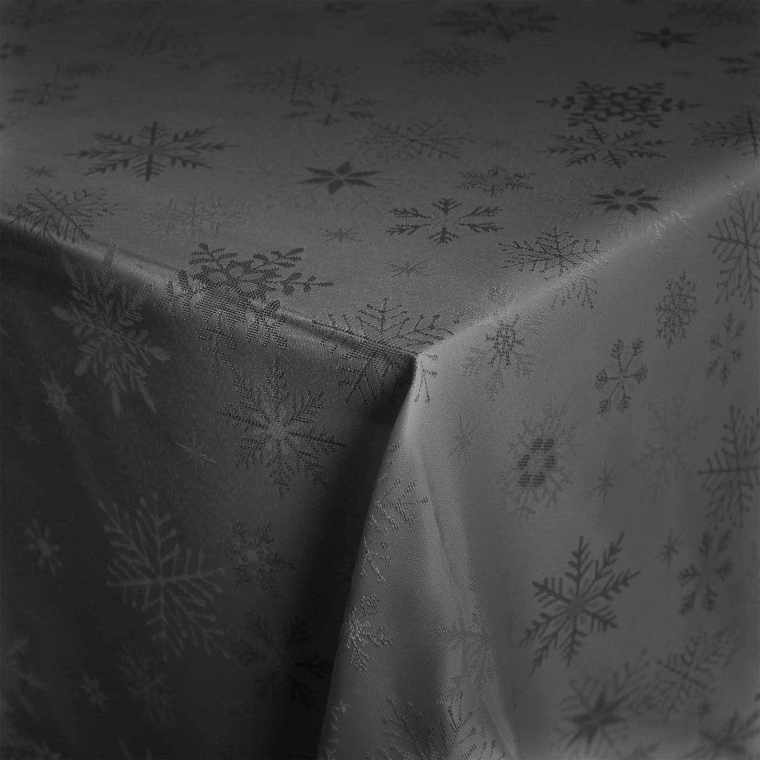 Flocons Antracit - Jacquardvævet jule- og nytårsdug, 140 x 300 cm