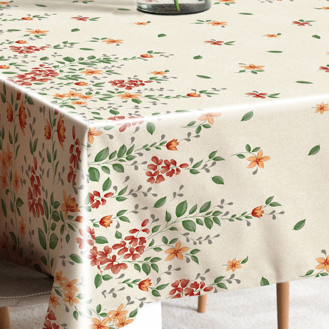 Flora Sand – Præget voksdug med blomsterbort, hjørne