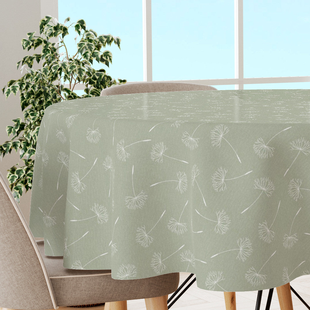 Frøvik Grøn – Ekstra bred voksdug i hørlook, 180 cm, rund